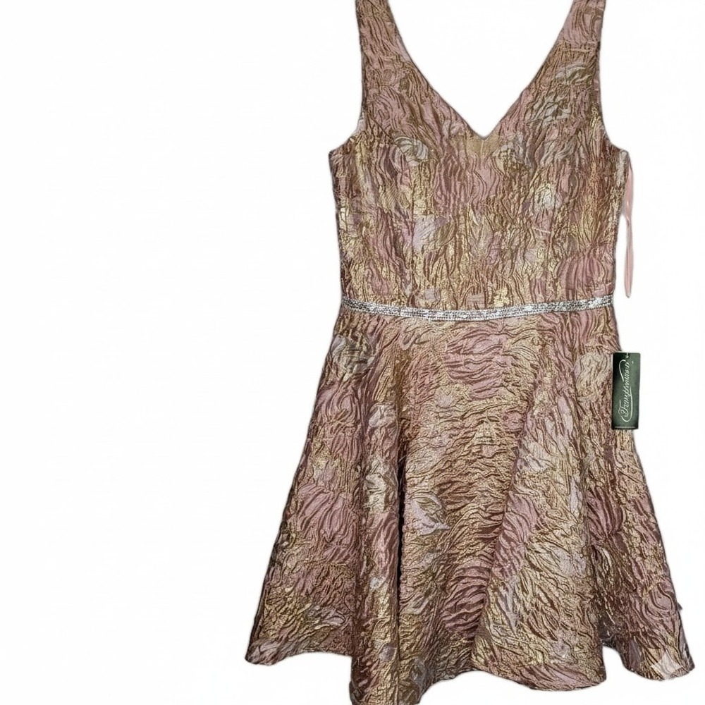 NWT‎ Temptations Gold Pink Brocade Gown Size 12 Luxury Gala Dress $400 MSRP